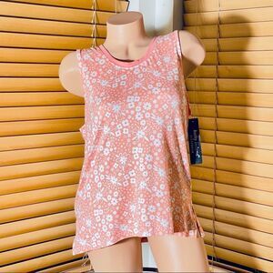 NWT Kathy Ireland Coral (between pink & orange) floral sleepware pajama soft top